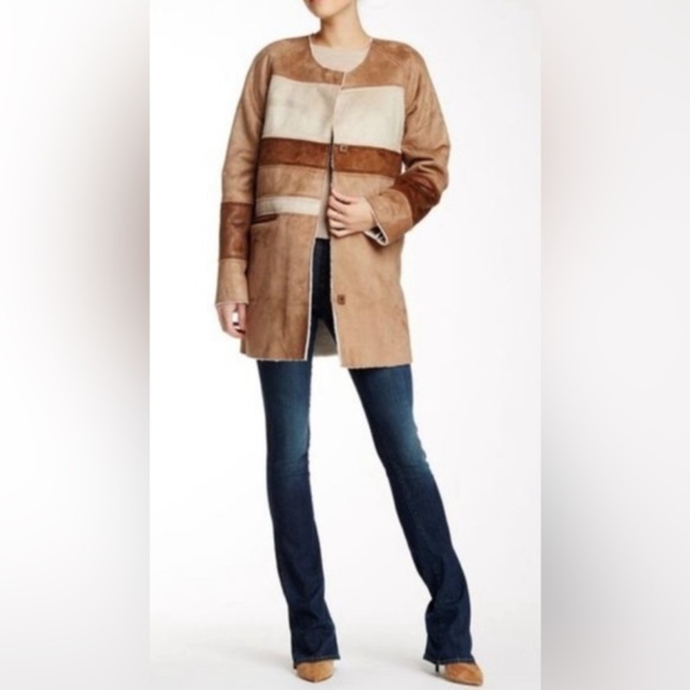 Sam Elderman Patchwork Aiden Color-Block Faux She… - image 1